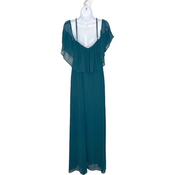 Show Me Your MuMu Rebecca Ruffle Dress Medium Deep Jade NWOT - Picture 6 of 13